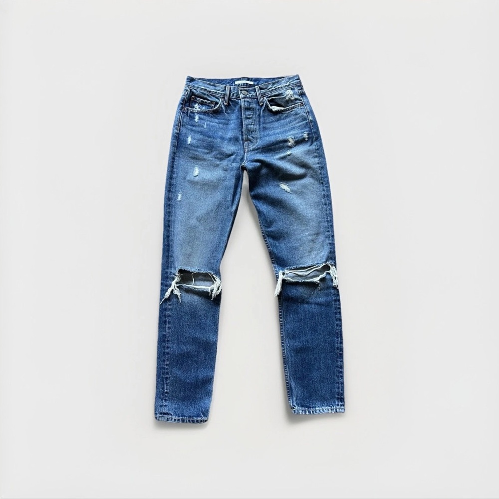 GRLFRND Women’s 27 High Rise Distressed Karolina I Put A Spell On You Blue Jean